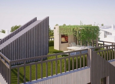 Einzelne energieeffiziente Haus. Kottegsiedlung.  Tscheljabinsk Region (Ural)